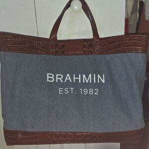 Brahmin Denim and Leather Tote